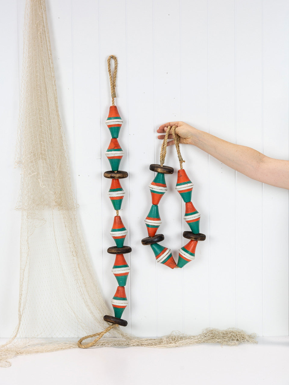 String of Diamond Buoys -  Green & Orange