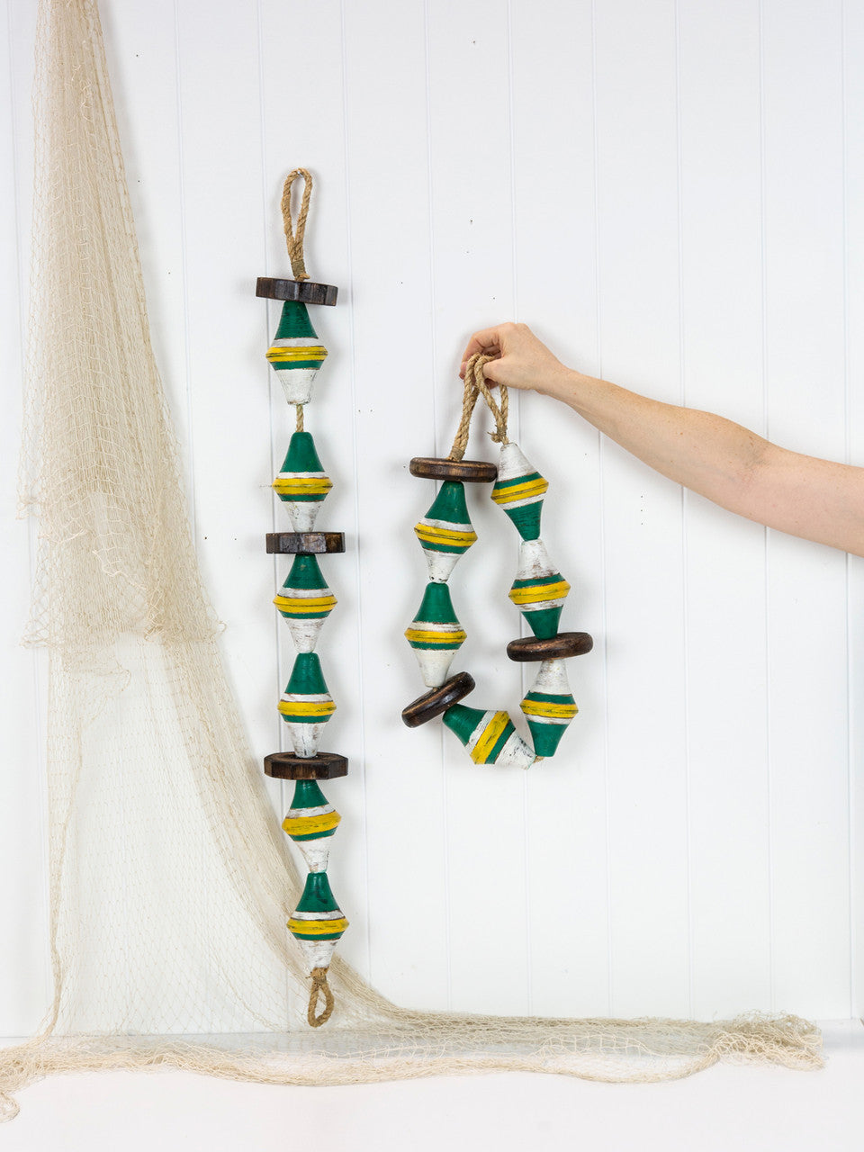 String of Diamond Buoys - Yellow & Green