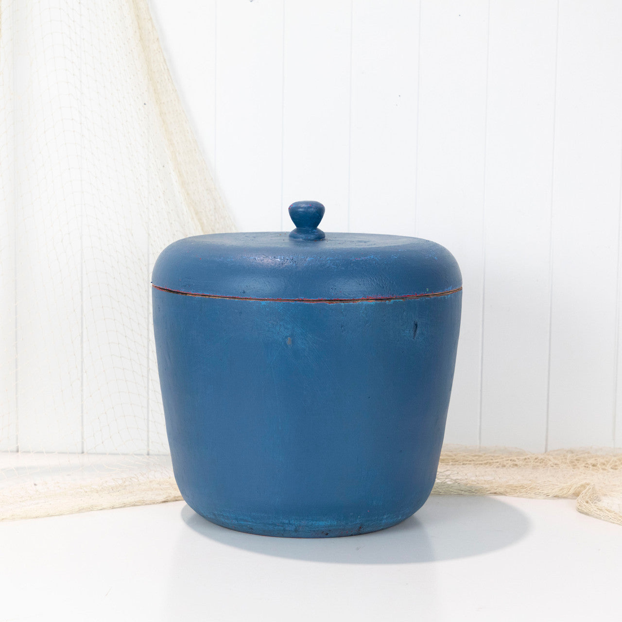 Wooden Tub with Lid - Blue  #4348