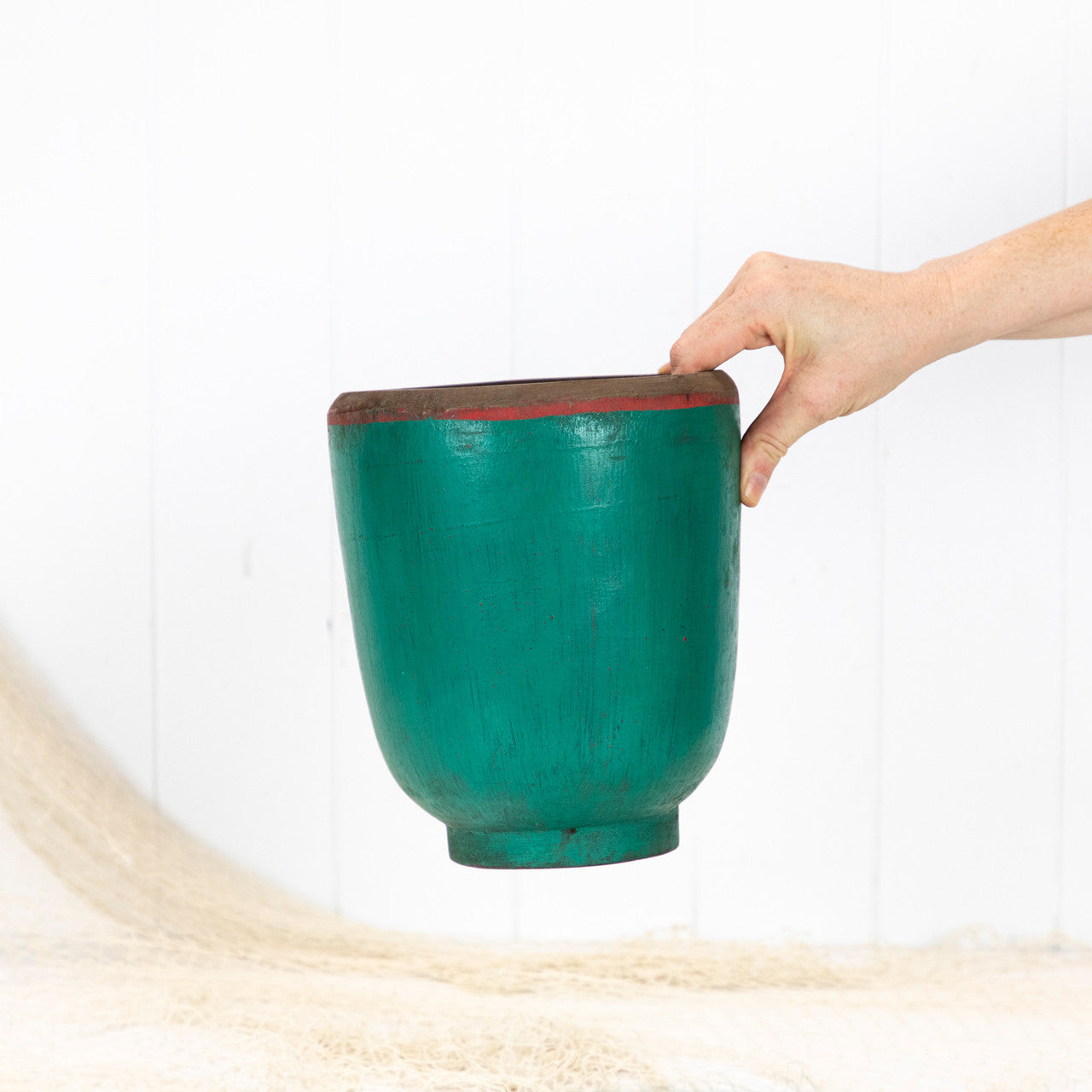 Green Wooden Pot #5727