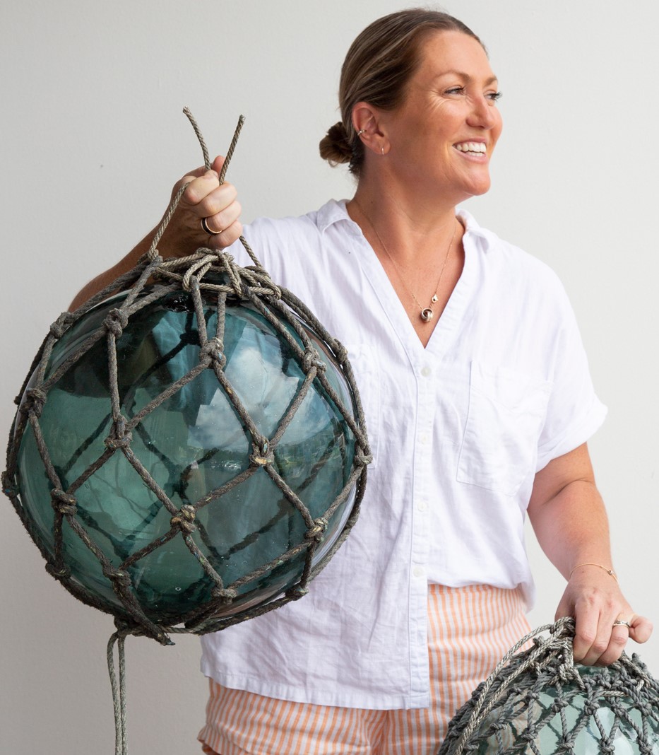 Vintage Fishing Net Floats, Rope, Buoy: 30'+ Long Nautical